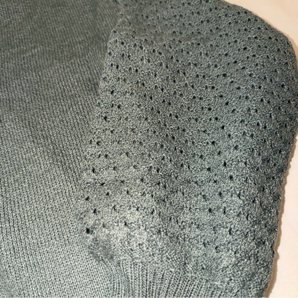 Sage Green Puff Sleeve Knit Sweater Cottagecore Romantic M NWOT - Picture 3 of 6